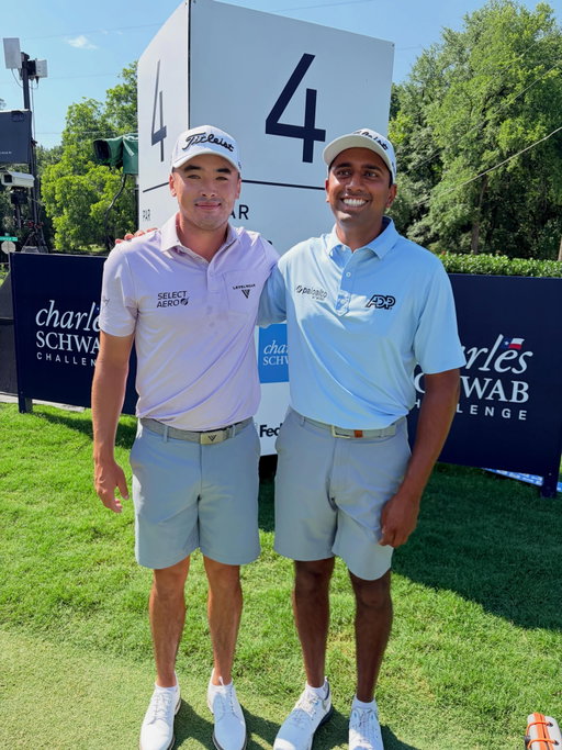 A quick trip to the Charles Schwab Challenge to see a couple of Canadian standouts. @aj.ewart and @sudarshy18 getting ready to tackle Colonial Country Club.