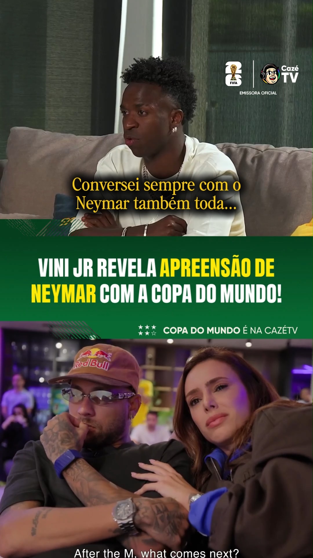 "O ANCELOTTI NÃO ME LEVOU DE NOVO, TÔ TRISTE..." 😅😢

Vinicius Jr revelou que Neymar estava apreensivo com as não-convocações para os amistosos da Copa, mas o atleta do Real Madrid o tranquilizou e disse que "o velho confiava nele"... E CONFIAVA MESMO! O HOMEM VAI PRA COPA! 🇧🇷🤯

🚨 O papo COMPLETO e EXCLUSIVO do @casimiro com o @vinijr já está disponível no nosso canal do YouTube! Corre pra ver porque tá ABSURDO! ⭐7️⃣

#CoberturaCazéTV #CopaNaCazéTV #Brasil #ViniJr #Neymar #NeymarJr #cztv04 #Original