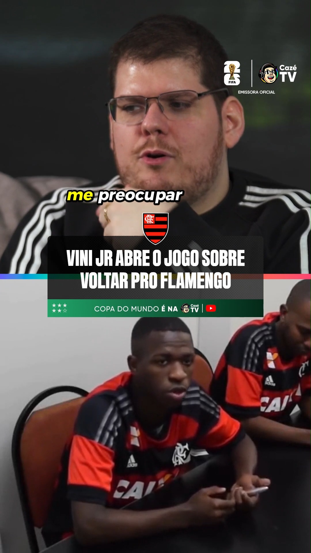VINI JR VAI VOLTAR PRO FLAMENGO? 🤯🔴⚫

O homem projetou seu futuro e falou sobre voltar ao clube que o revelou... GUENTA CORAÇÃO, TORCEDOR! 🤣

🚨 O papo COMPLETO e EXCLUSIVO do @casimiro com o @vinijr já está disponível no nosso canal do YouTube! Corre pra ver porque tá ABSURDO! ⭐7️⃣

#CoberturaCazéTV #CopaNaCazéTV #Flamengo #ViniJr #cztv04 #cztv07 #Original
