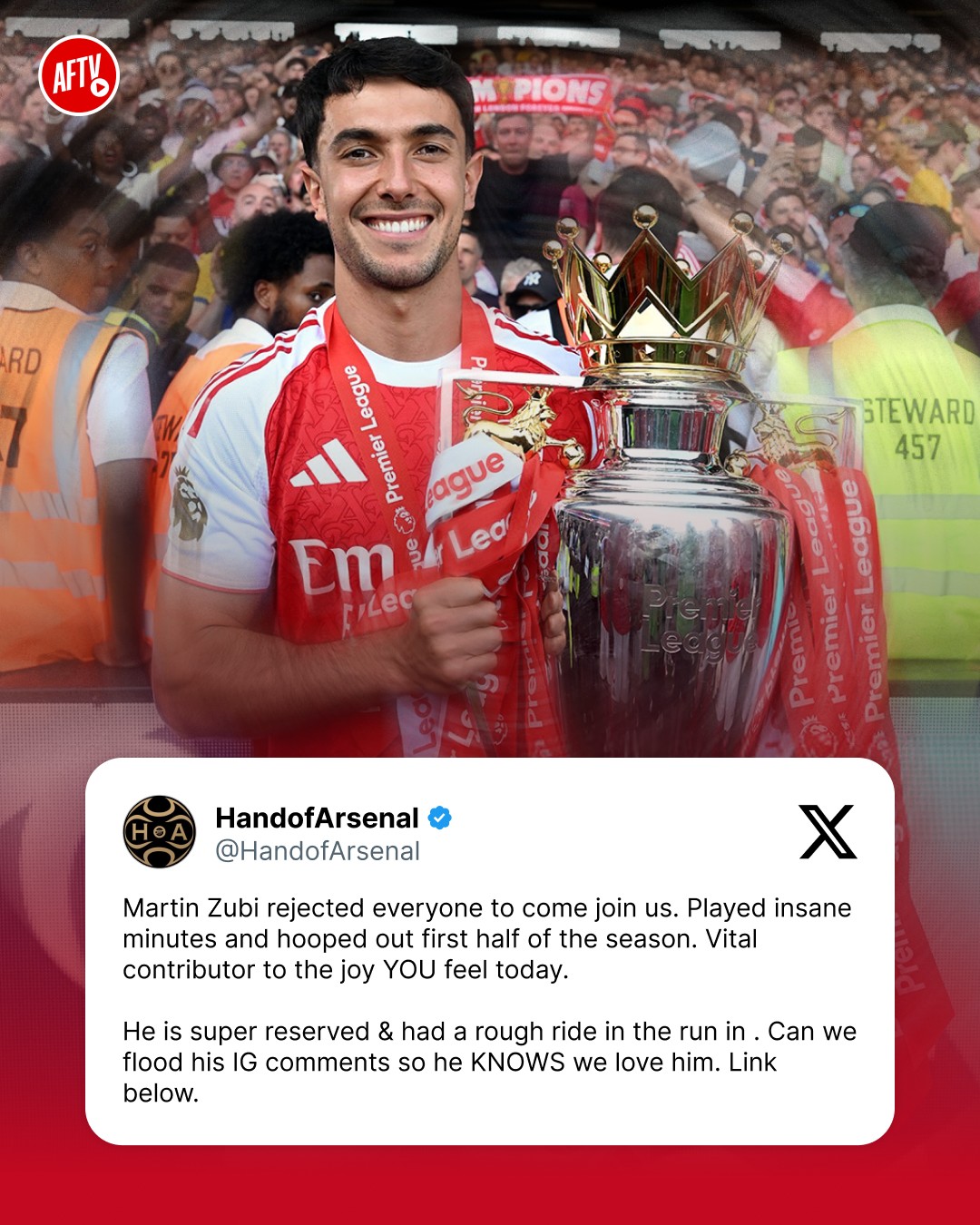 Martin Zubimendi played all 38 Premier League games for Arsenal this season and scored 5 important goals ❤️

Arsenal could not have become champions without his incredible contribution in midfield, so show this man some love, Gooners! 🏆️👏