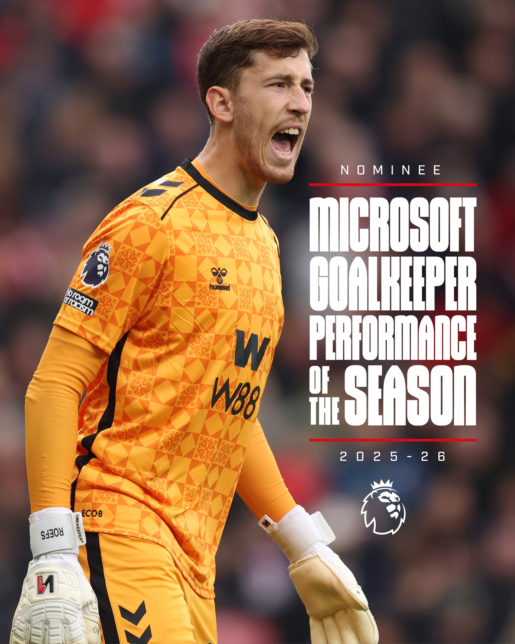 Robin Roefs has been nominated for the Premier League Goalkeeper Performance of the Season award for his display against Crystal Palace! 🧤