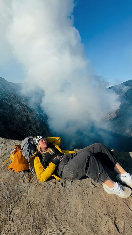 You don’t have to worry about me cause I’m laying on the edge of a volcano on a Wednesday 

Found this gem of a spot thanks to @indotripdesigner 

Follow for more help planning your trip to East Java 🤍

#mountbromo #volcano #sidequest #travelcreator #eastjava