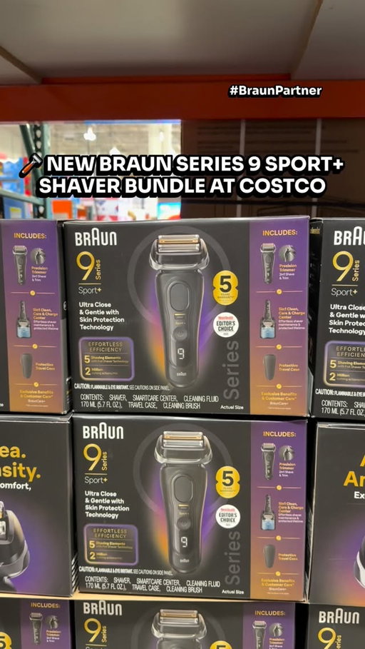#BraunPartner 

🪒 The new Braun Series 9 Sport+ Shaver bundle just landed at @costco! With upgraded tech compared to the previous model, @braun_us was still able to provide an incredible value for an AMAZING shaver! 

⚡ With automatic beard density sensing, the Series 9 Sport adapts shaving power on the fly…whether you are working with a one-day or seven-day beard it handles everything efficiently and gently every single time! The foil design gives you maximum precision with straight, intuitive strokes across any facial area, and the SkinGuard technology protects sensitive skin without sacrificing closeness! 💪🏼 

🧼 The bundle comes with the shaver, a travel case, and the SmartCare Center which cleans and charges the shaver to keep it performing like new every single day! It is 100% waterproof, won the Men’s Health Editor’s Choice Award in 2026, and you can even register for free 5-year warranty* extension on Braun.com! 

🛒 The new Braun Series 9 Sport bundle at @costco is a steal and supplies will not last long so head in store and grab yours now! #costcofinds #foilshavers #braunshavers