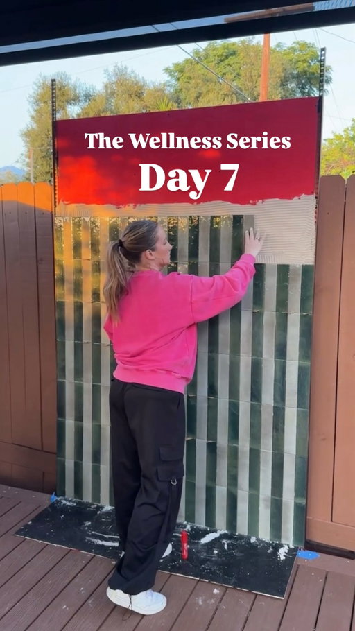 Welcome to Day 7 of #neverleaving: The Wellness Series 😍

I’ve had this vision of our outdoor shower in my mind for so long now and I can’t believe it actually looks this good in person!!! These artisan-inspired tiles from @daltile’s LuxeCraft Collection that we got from @homedepot turned out even better than I could have planned for this space! 😱
I CAN’T WAIT TO SHOW YOU HOW IT ALL TURNS OUT TOMORROW!!! 🤩

#diditwithDal #HomeDepotandDaltile #DaltilePartner