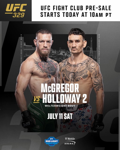 UFC Fight Club members it’s time⏰

Fight Club Pre-Sale is NOW AVAILABLE for #UFC329!
Ticket link in bio!