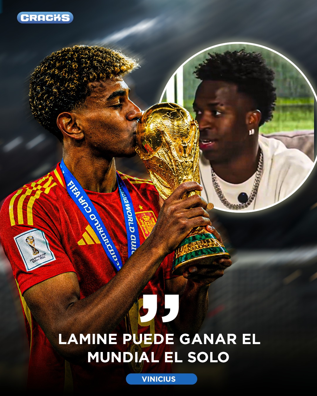 SE RINDE ANTE LAMINE 🌟🇪🇸

Vinicius aseguró que España es una de las grandes favoritas para el Mundial y destacó el impacto de Lamine Yamal. 👀🔥

Para el brasileño, el talento del joven español es tan diferencial que puede acercar a España al título prácticamente él solo. 🏆