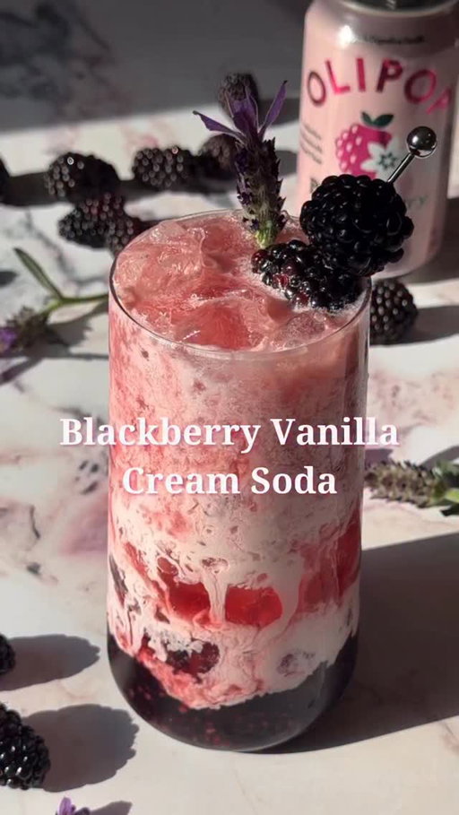 💜 Blackberry Vanilla Lavender Cream Soda 💜

6 blackberries
.5 oz lavender syrup
OLIPOP Blackberry Vanilla
1.5 oz half-and-half or heavy cream
Blackberries and lavender for garnish

Add blackberries to a glass and muddle to release all the juice. Add lavender syrup and ice. Pour in your OLIPOP and top with half-and-half. Garnish and enjoy!