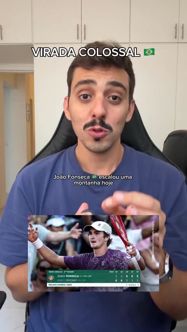 cenas espetaculares em Roland Garros nessa tarde, recuperar a confiança desse jeito tomando 2-0 em Roland Garros é coisa de gente grande.

soube sofrer, soube crescer e agora vai viver o sonho de, aos 19 anos, enfrentar Djokovic em um Grand Slam.

que virada de chave do João Fonseca.