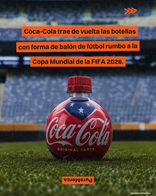 La queremos yaaaaa…💸⚽

Coca-Cola lanzó una edición especial con botellas esféricas de 399 ml inspiradas en pelotas de fútbol, usando detalles en rojo, blanco y azul como referencia a Estados Unidos, uno de los países anfitriones del Mundial 2026. 🥤🇺🇸

Las botellas comenzaron a aparecer en tiendas Walmart de Estados Unidos y rápidamente se volvieron tema de conversación entre coleccionistas, aficionados al fútbol y personas que crecieron relacionando a Coca-Cola con los Mundiales. 🛒

Y tiene sentido que Coca-Cola apueste por una botella así rumbo al Mundial… Este torneo sigue siendo uno de los escenarios más fuertes para conectar nostalgia y colección. Muchas veces el recuerdo empieza desde algo tan simple como una botella distinta en el refrigerador. 🫙✨

Por ahora, la edición especial solo existe en la versión clásica del refresco y todavía no hay confirmación sobre versiones Zero o Diet, ni sobre si llegará a otros mercados además de Estados Unidos. ¿Tú guardarías esta botella de Coca-Cola como pieza de colección del Mundial? 🛍️

📸: *Imagen Ilustrativa // Drawing_The_Line vía Reddit

#PuroMerca 🧡