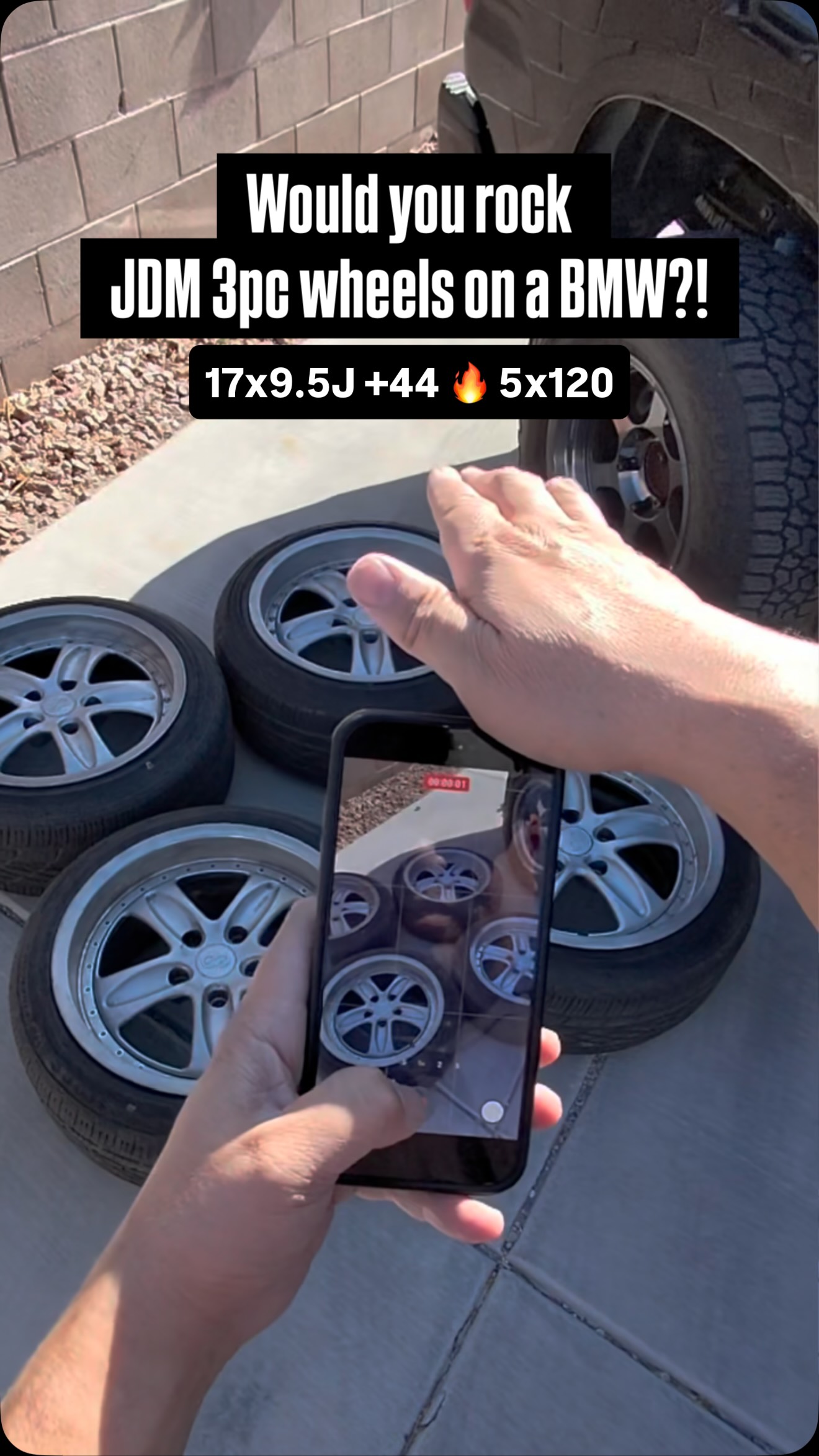 For today's #RayBanMetaChallenge video, I wanted to highlight these classic JDM Enkei 3pc wheels from my collection. 

They are super rare, and period correct for the early "Millenium Era" builds because the stickers on the back of the wheels are dated 2003. 😍

Tag a friend with an E36 or E39 that would be interested in JDM wheels! 

I have 5x120 to 5x114.3 adapters, so I was planning to run them on my black IS300, but I have some debt I want to pay off.

The exact size is 17x9.5J +44, located in Las Vegas but I can bring to Socal.

#jdmwheels #japanesewheels #e36