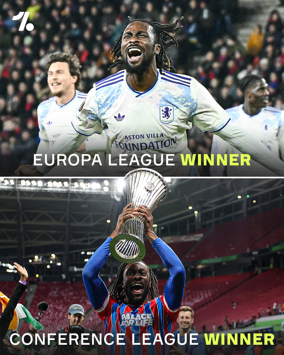 Evann Guessand has become the first player in history to win TWO UEFA trophies in the same season 😮🏆

The Ivorian international played seven times for Aston Villa in the Europa League scoring twice, before going on to play six games for Crystal Palace in the Conference League, scoring once 👏

His medal collection just got a big boost 🥇🥇