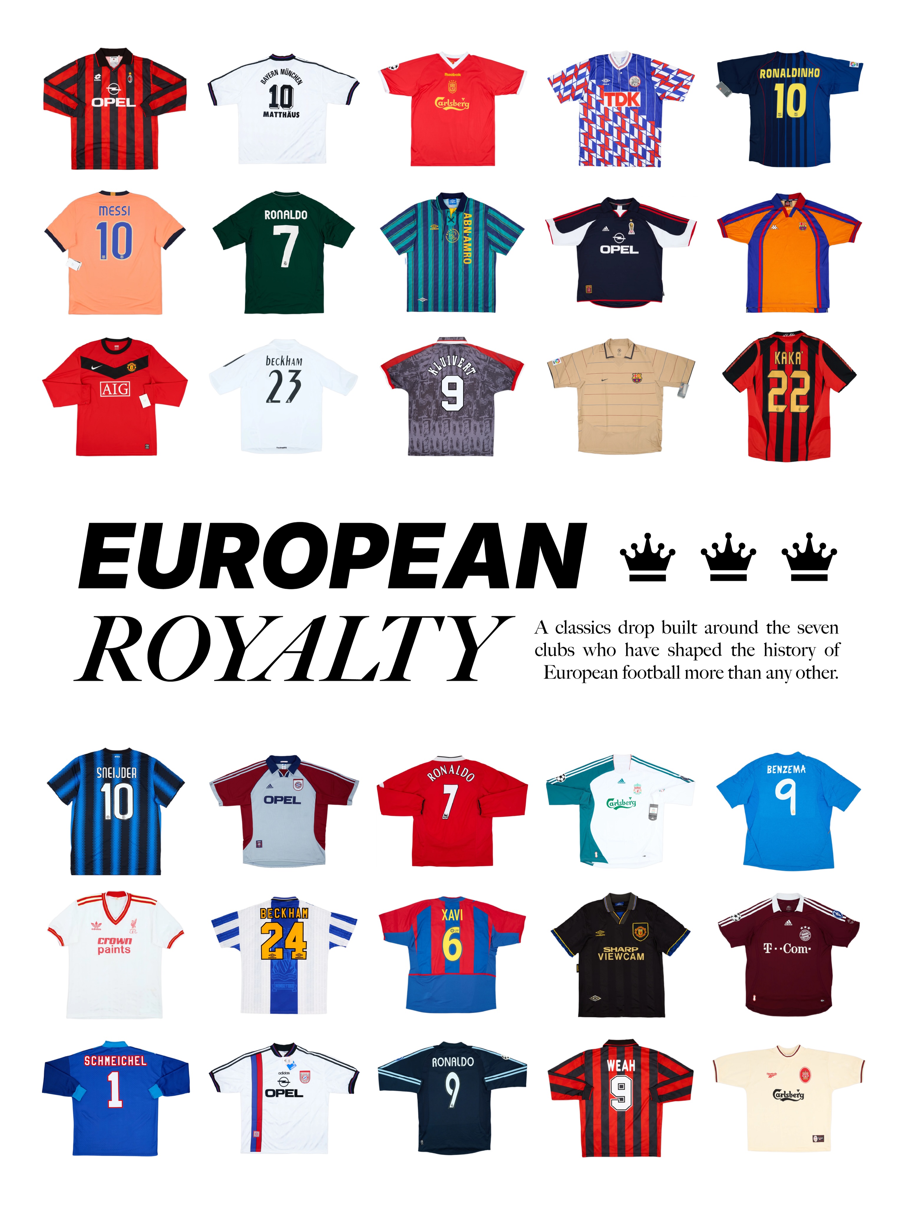 𝑬𝑼𝑹𝑶𝑷𝑬𝑨𝑵 𝑹𝑶𝒀𝑨𝑳𝑻𝒀 👑

Comment one of the teams featured and the club with the most votes will get all of their classics discounted by 20% in 3 day flash sale! Your choices:

Real Madrid, AC Milan, Liverpool, Barcelona, Bayern Munich, Ajax, Manchester United and Inter.

The votes will be collected across all of our social channels.

All of these shirts and much much more have just hit the site, shop via the link in our bio 👆🛒