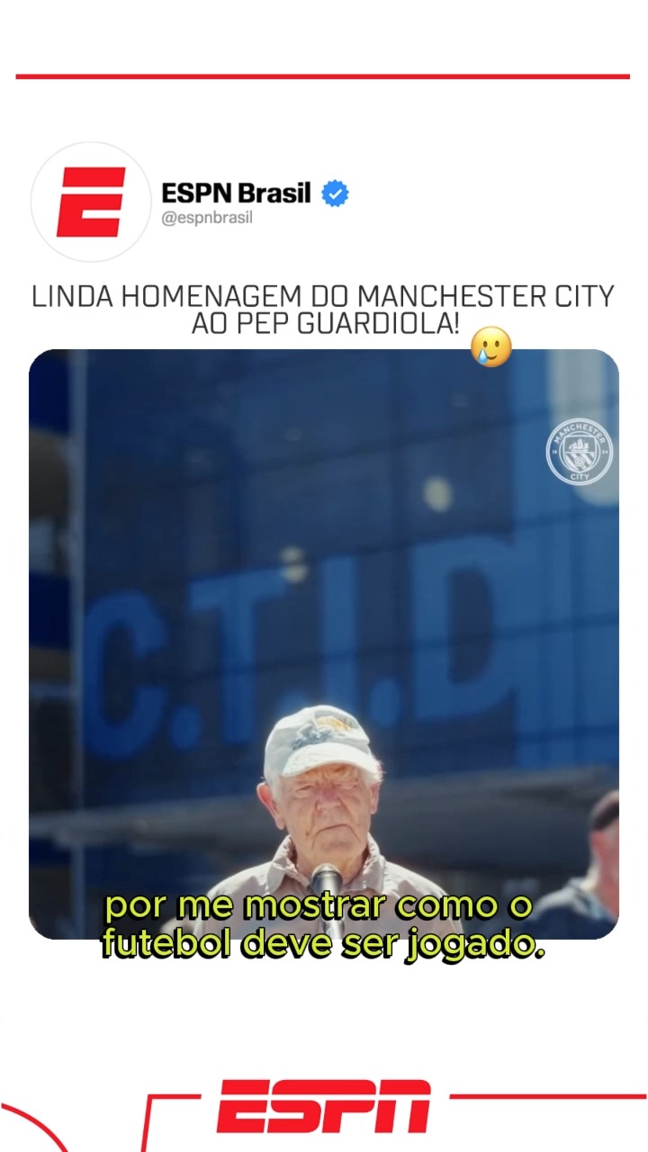 QUE HOMENAGEM 🥲 O Manchester City deu a oportunidade a vários torcedores do clube de agradecerem Pep Guardiola pelos 10 anos dedicados ao clube, e o resultado ficou emocionante demais...

via @mancity

#PremierLeagueNaESPN #FutebolNaESPN #PepGuardiola #ManchesterCity