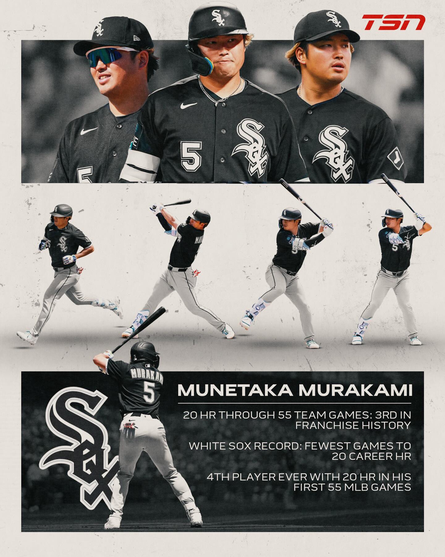 Munetaka Murakami has been on a home run TEAR since joining the MLB this season 🔥

He tied the AL lead in home runs with his 20th last night as he etched his name next to some MLB legends in the record books.

(h/t: ESPN Insights)