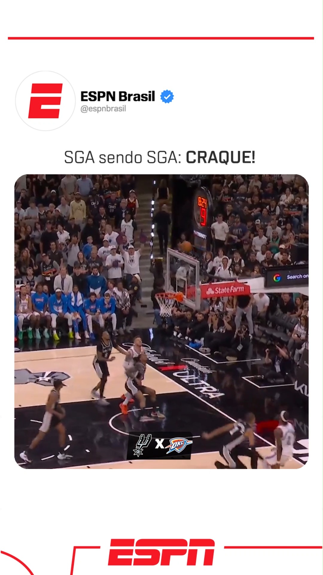Shai Gilgeous-Alexander CRAQUE fazendo as coisinhas de craque dele!

Acompanhe o melhor da NBA pela ESPN no Plano Premium do #DisneyPlus

#NBAnaESPN #Hellmanns