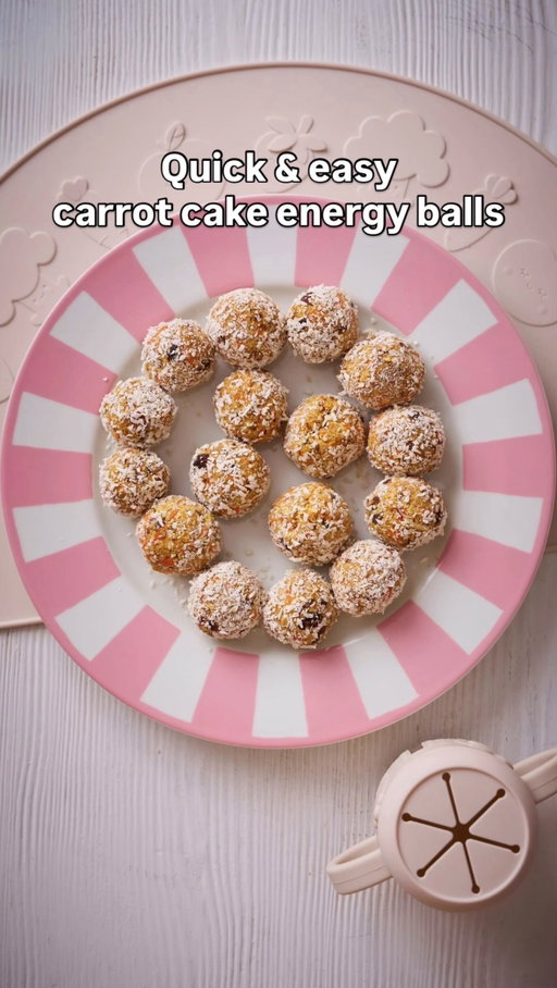 ᴬᴰ Easy snack idea – carrot cake energy balls! 🥕💪

I’ve been working on a batch of simple snacks to fuel growing tots, and these are a no-bake WIN! 🙌

Makes 10 balls
Suitable from 9 months
Suitable for freezing

Ingredients 
—
100g soft pitted dates, chopped (soaked in hot water for 10
mins to help blend)
100g carrots, peeled and grated
75g apple, deseeded, peeled and grated
40g desiccated coconut
100g porridge oats
50g raisins

Method 
—
-	Measure the ingredients into a blender or food processor. Add 50mls of water and whiz until the mixture is finely chopped 
-	Shape into small balls using your hands 
-	Place on a tray and chill in the fridge for 1 hour until firm

This recipe is part of my snacking series with @pampersuk_ire because nutritious food helps fuel little movers, and Pampers Premium Protection Nappy Pants help keep little ones comfortable as they explore! A x

#ad #babynutrition #toddlernutrition #feedingbabies #babysnacks toddlersnacks