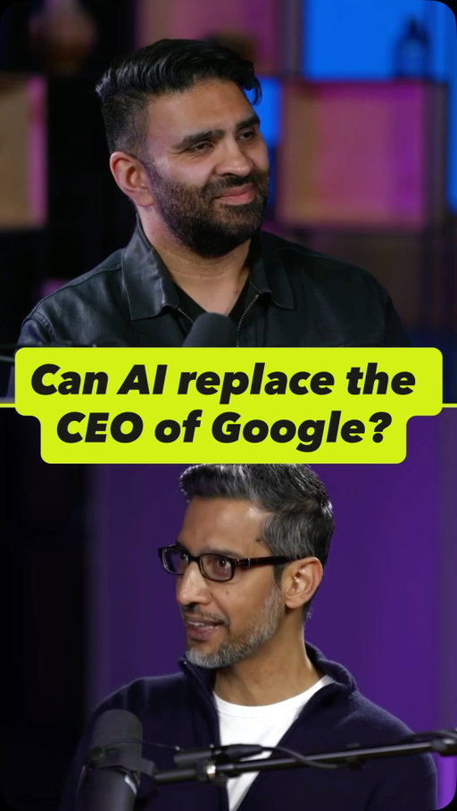 We asked Google's Sundar Pichai how close AI was to replacing him as CEO: "I just think the CEO job is not that complicated... I think, done correctly, these tools will allow us to operate at the next level in everything we're doing." #ai #google #tech #singularity #agi