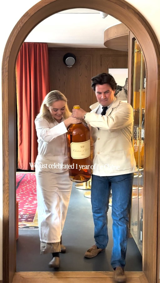 we just celebrated one year of @lechenenyc 🌳 we couldn’t be thankful enough for all the people who made this project possible only after a few years being in New York 🗽of course we felt the need to open a giant bottle of @yquem 2013 to celebrate (Nebuchadnezzar is the correct name for a 15L 😂!) 🍇 As a little gift, we are pouring this “at cost” all weekend! Come celebrate with us 🎉

a big merci to @fromlucienyc for the most beautiful and delicious cake too 🫰

#onlythebestforourguests #yquem #chateaudyquem