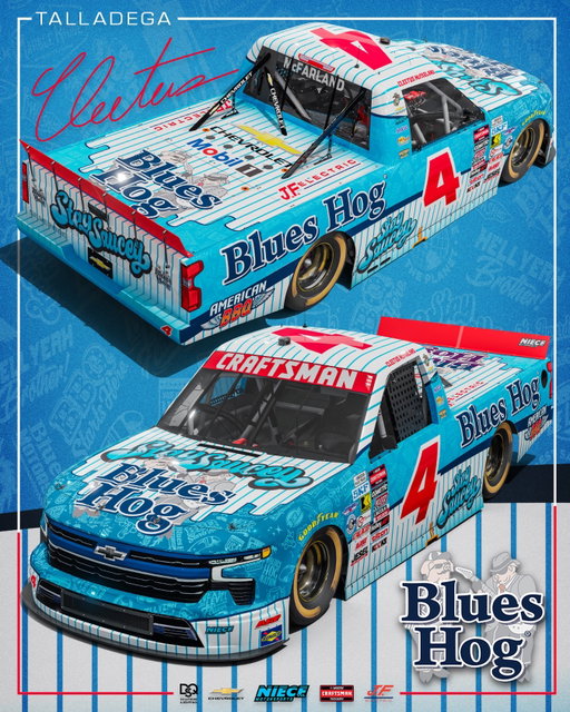 Bringing the sauce to @talladega ‼️

First look at the No. 4 @blueshognation Chevy Silverado @cleetusmcfarland will pilot in October! 

#PressTheAttack | #TeamChevy | #StaySaucey