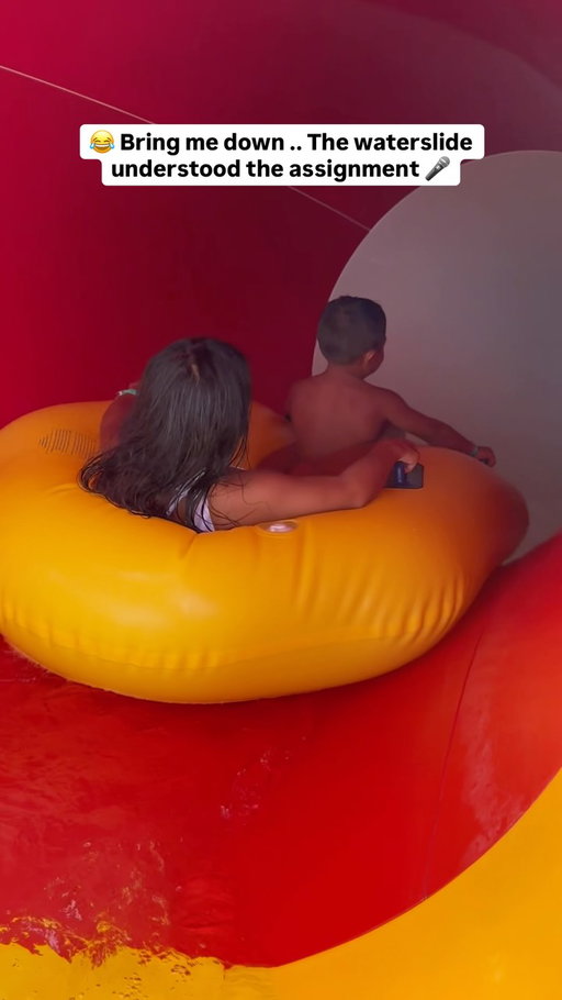 Zoë Erianna singing “bring me down” while literally being brought down a waterslide🤣🎤! Love the water park at @sofrontiertown! Time for summer!! #waterslide #talentedkids #singer #fyp #fypage