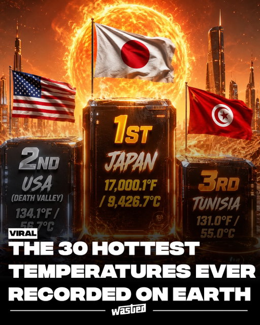From scorching desert valleys to unforgiving salt flats, Earth has logged temperatures that strain the limits of human survival. The official record sits in Death Valley, California, where a weather station at Furnace Creek recorded 134 degrees Fahrenheit (56.7°C) on July 10, 1913, a mark still recognized by the World Meteorological Organization as the hottest air temperature ever measured on the planet.

That record is also one of the most disputed figures in climate science. Many meteorologists argue the 1913 reading is "essentially not possible," noting that Death Valley's measurement that day ran 18 degrees above nearby stations, which moved in near lockstep. As recently as December 2025, scientists called for the record to be rescinded, pointing to likely observer error. In practice, modern Death Valley summers top out around 130°F (54.4°C), reached in 2013, 2020, and 2021.

The broader list tracks the hottest readings across Death Valley, the Middle East, North Africa, and Pakistan. Notably, an even higher 1922 Libya record of 136°F was already invalidated by the WMO in 2012 for instrument and observer errors.

Sources: World Meteorological Organization, Live Science, CBS News.