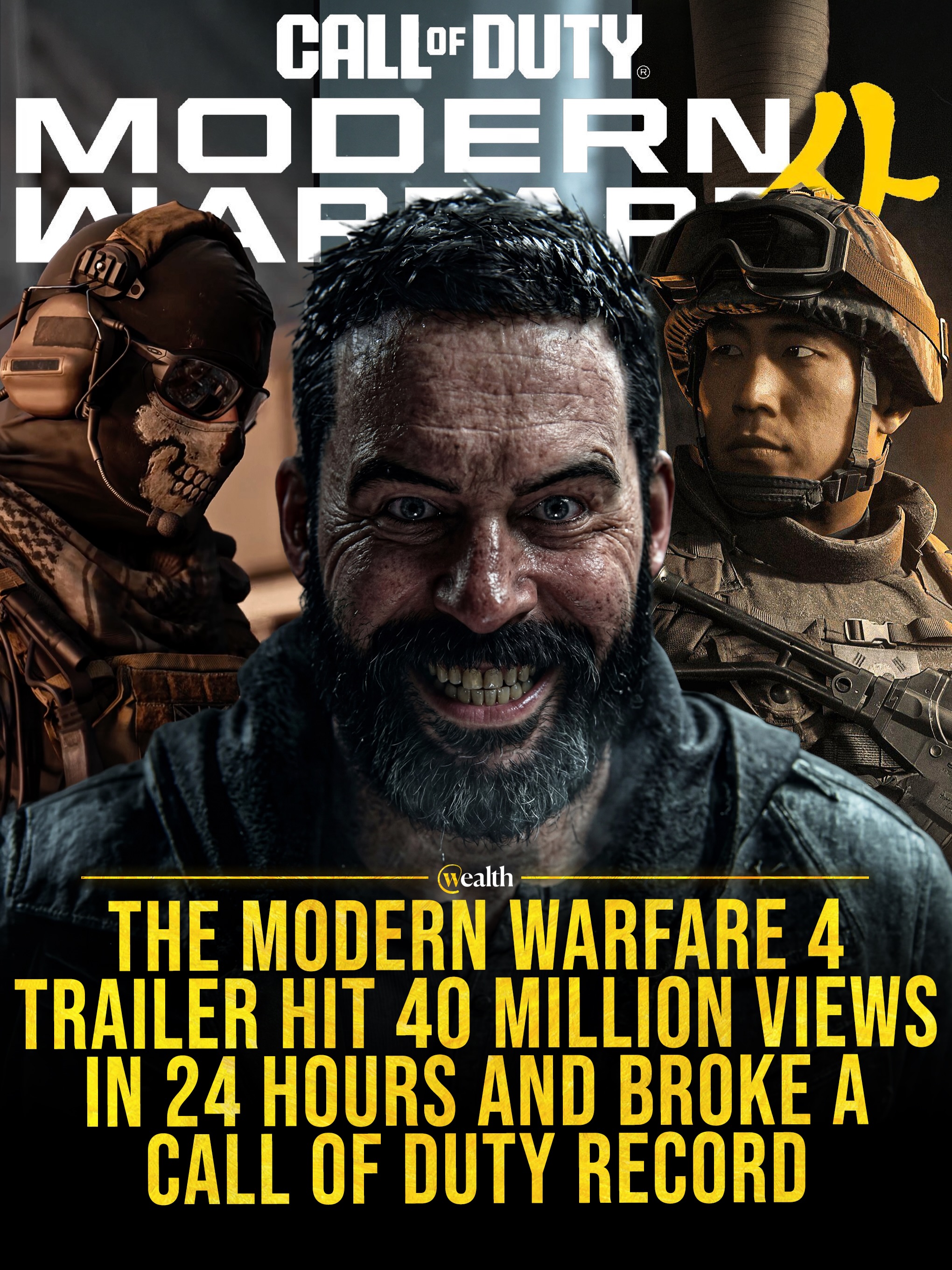 Modern Warfare 4 trailer reached 42 million views in 24 hours. 🎮📈

Call of Duty and Infinity Ward’s reveal video for Call of Duty: Modern Warfare 4 was listed at 42 million views after one day. The video page also identified it as the most-watched Call of Duty trailer in its first 24 hours.

That first-day performance gives Infinity Ward the franchise’s strongest trailer opening and sets an early benchmark for audience interest in the next mainline release.

#CallOfDuty #ModernWarfare4 #InfinityWard #GamingNews #RevealTrailer