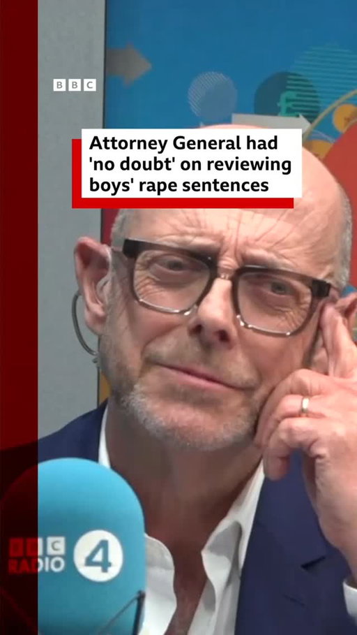 Attorney General Lord Hermer says he had "no doubt" about referring the case of teenage boys, who raped, two girls to the Court of Appeal after they were spared jail time.
 
The decision to hand non-custodial sentences to the three boys sparked backlash, with one girl telling the BBC hearing the sentence was like a "rock in my face".
 
Two girls, then aged 15 and 14, were raped in separate incidents in Hampshire, England, in November 2024 and January 2025, by two 14-year-olds.
 
Tap the link in @BBCNews’s bio to read more about the case.
 
#Hampshire #AttorneyGeneral #BBCNews