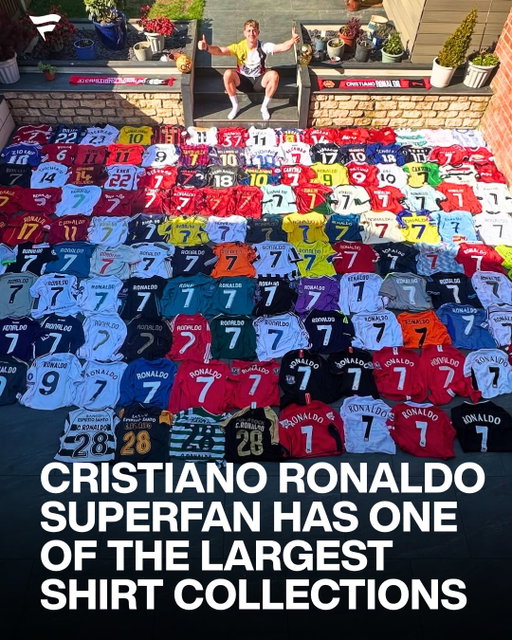 One superfan spent years building what might be the world’s biggest Cristiano Ronaldo jersey archive 👀

Collector @ksfootball7 owns over 150 different “RONALDO 7” jerseys spanning nearly every era of CR7’s career - from Sporting CP and Manchester United to Real Madrid, Juventus, Portugal and Al Nassr.

Some of these photos were taken over two years ago, and his authentic shirt collection is even bigger today!

The collection reportedly includes rare older #9 and #28 Ronaldo shirts too, all laid out and photographed together on the ground.

It’s basically Cristiano Ronaldo’s entire career told through jerseys.