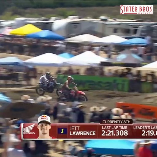 THE BATTLE WE’VE BEEN WAITING FOR 💥 

Haiden and Jett begin to scrap it out while moving through the pack! 

@MonsterEnergy 450 Moto 1 LIVE fueled by @StaterBros 🎥 

#ProMotocross #SMX