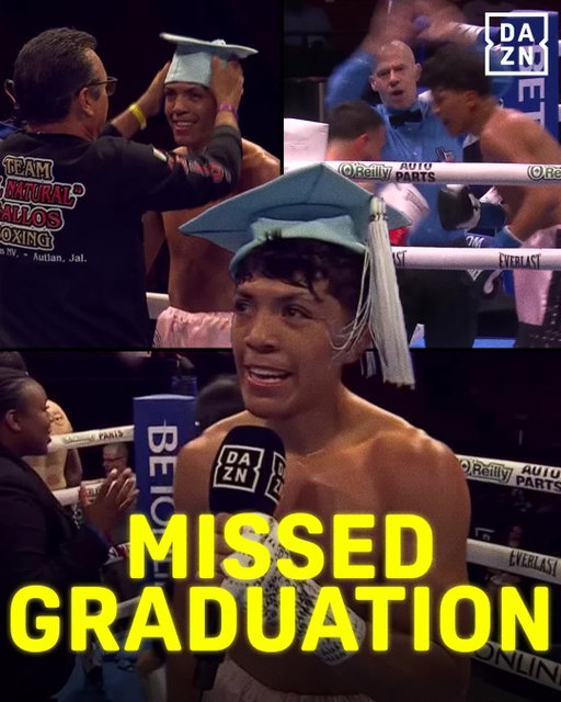 He missed his high school graduation, but knocked out his opponent 🤯

#FosterFord | Live NOW on DAZN