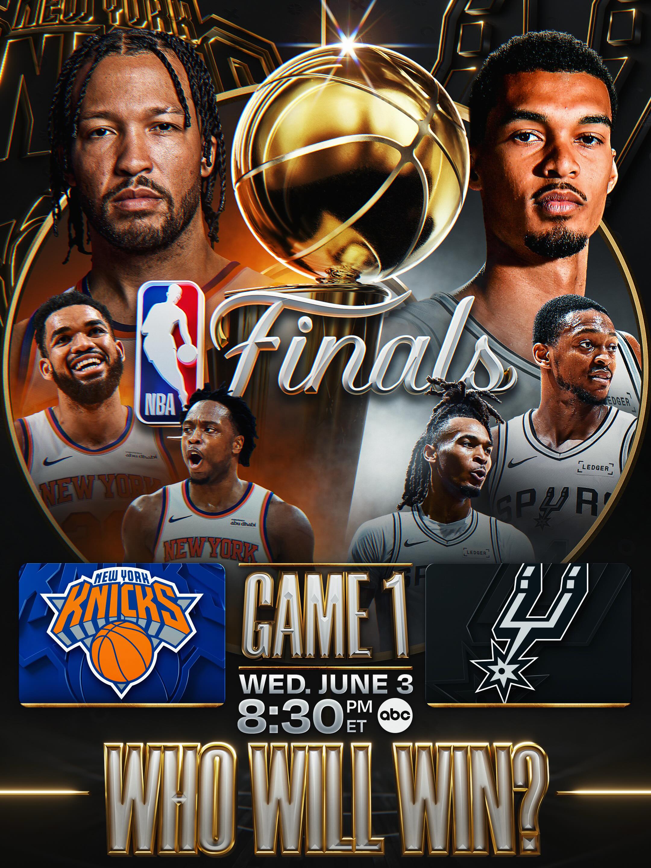 KNICKS. SPURS. 1999 REMATCH. THE NBA FINALS ARE OFFICIALLY SET!

🍿 New York returns to NBA Finals for the first time since 1999
🍿 San Antonio returns to NBA Finals for the first time since 2014

Game 1: Wednesday, June 3 at 8:30pm/et on ABC