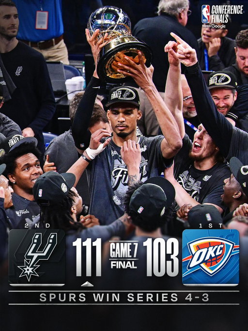 The @spurs secure Game 7 in Oklahoma City and advance to the NBA Finals for the FIRST TIME since 2014! 👏 Game 1: Wednesday, June 3 at 8:30pm/et on ABC