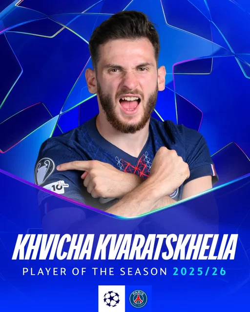 ✨🇬🇪 Khvicha Kvaratskhelia is the 2025/26 UEFA Champions League Player of the Season 🙌

#UCL