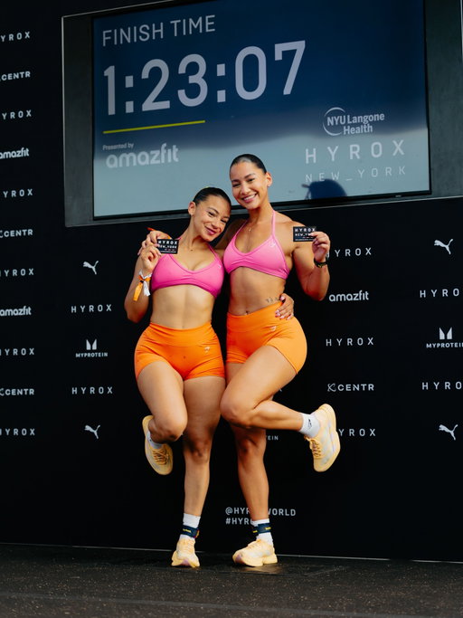 Our first HYROX together, and it most certainly won’t be our last. ❤️

This experience was so special for both of us. Training side by side over the past few weeks as best friends is something we’ll cherish forever.

Erika ran a full marathon on Sunday, and Analis only started running consistently in January, so we’re so proud of our time and, how strong we felt out there.

It was HOTTT, challenging, and  it pushed us in every way possible, but we got it done. 💪

A huge shoutout to our coach @bryan_arguetaa , and to @gymshark , @niadoughertyy , and @joycehong13 for supporting us every step of the way. We couldn’t have done it without you.

Until the next one. 🖤