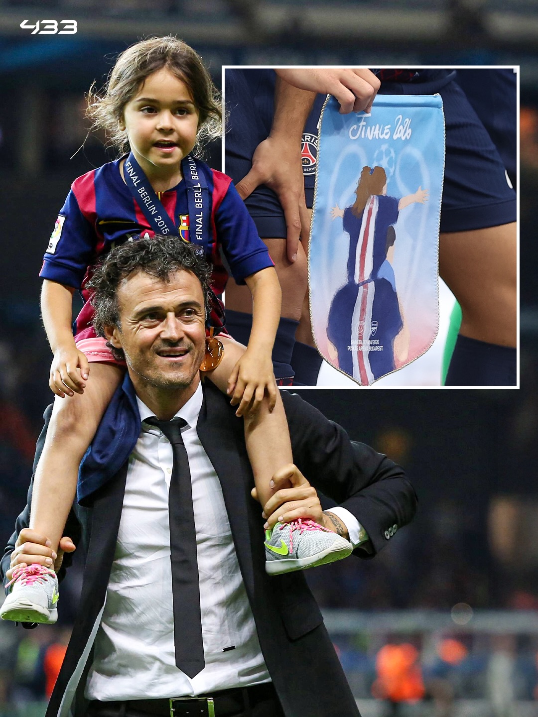 PSG entered the pitch yesterday with a special pennant featuring an image of Xana on Luis Enrique’s shoulders 🥹

The original photo was taken when Luis Enrique won his first Champions League title with Barcelona in 2015 🏆

A beautiful tribute from the PSG players ❤️

Luis Enrique said earlier about Xana: “She is not physically here, but she is always connected to me and she is enjoying these moments with us.”

She’ll be proudly smiling 🫶