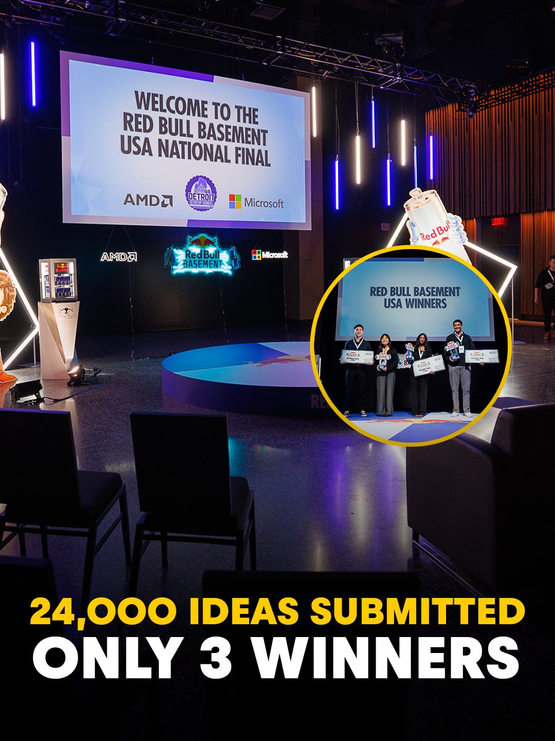 not your average group project 🧠📄

Red Bull Basement empowers students and first-time founders to turn ideas into real-world products on a global stage. 

After battling through the U.S. National Final in Detroit, our top teams now head to San Francisco to rep the USA and compete for $100,000. 🇺🇸✈️

The World Final goes down Wednesday, June 3rd. Want in? 🔗 in bio.

Powered with support from @microsoft + @amd