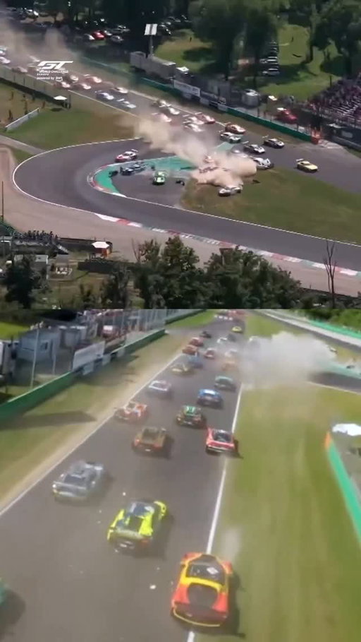 Meanwhile in Monza, absolute scenes. 🤯

Multiple cars were involved in a huge collision on the opening lap in Turn 1. All drivers were checked & cleared.

🎥: (GT World Challenge)