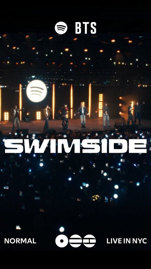 Watch BTS perform ‘NORMAL’ from Spotify’s SWIMSIDE event in NYC. Full performance now on Spotify.  🔗 in stories