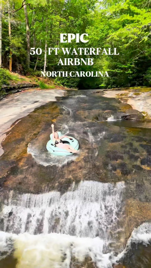 🌊🤯 HOW INSANE IS THIS?! An Airbnb in North Carolina with its own 50-ft waterfall! @raleighwanderlust 

I seriously had the BEST time spending the weekend here with friends. From sliding down the waterfall and floating in the crystal-clear swimming hole below to relaxing by the fire at night, this place is a dream-life adventure !!! 🛶✨

🏞️ 50-ft sliding waterfall
🛶 Kayaks, tubes & paddleboards included
🎣 Private fishing dock
🔥 Fire pit
🎮 Entertainment room
🛏️ Sleeps up to 12 guests
🌄 Incredible mountain views

📍Near Cashiers, North Carolina 
Airbnb name: Kindling Falls at Cedar Creek

@kindling.home 
✨check the link in their IG bio for bookings and more info! 

Send this to who you’re going with! 👇💙

Follow ME @raleighwanderlust for more epic North Carolina adventures ✨ 

#northcarolina #visitnc #nctravel #cashiersnc #explorenc