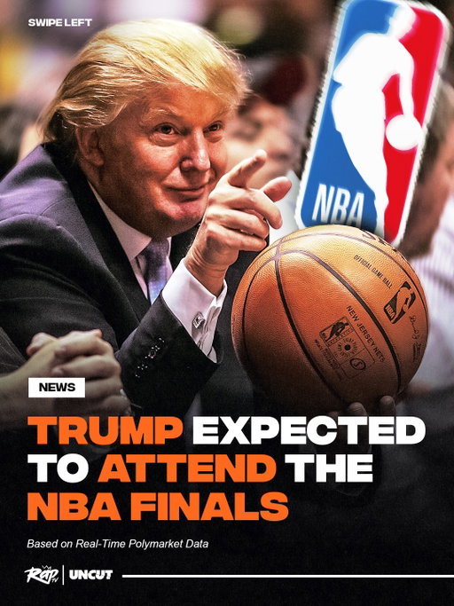 With Donald Trump being a Knicks fan from NYC, data favors him attending the NBA Finals this year‼️🏀

@Polymarket data is projecting an 61% chance that President Trump will attend an NBA Finals game between the Knicks and the San Antonio Spurs 👀

Who do y'all have winning⁉️🤔

#polymarketpartner