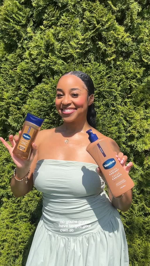 The outfit was cute. The skin? A MOMENT! I’ve been layering the Vaseline Cocoa Radiant Body Lotion with their viral NEW Golden Hour Glow Shimmer Gel Oil and I am shook I can’t stop looking at my arms in the sun. The lotion absorbs so fast and smells like warm cocoa butter.. zero grease, all glow. Then the shimmer gel oil goes on top and... no notes. Grab these both at Walmart and go NOW before the shimmer gel oil goes out of stock again! 

@vaselinebrand #VaselinePartner