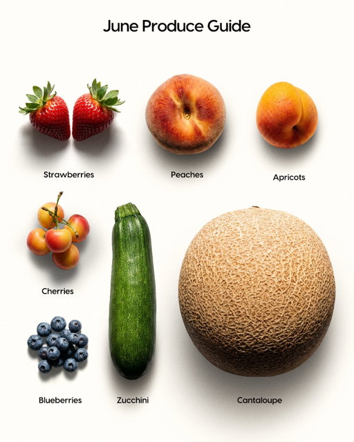 In season now: strawberries, stone fruit, summer market runs. In season soon: The June Capsule.