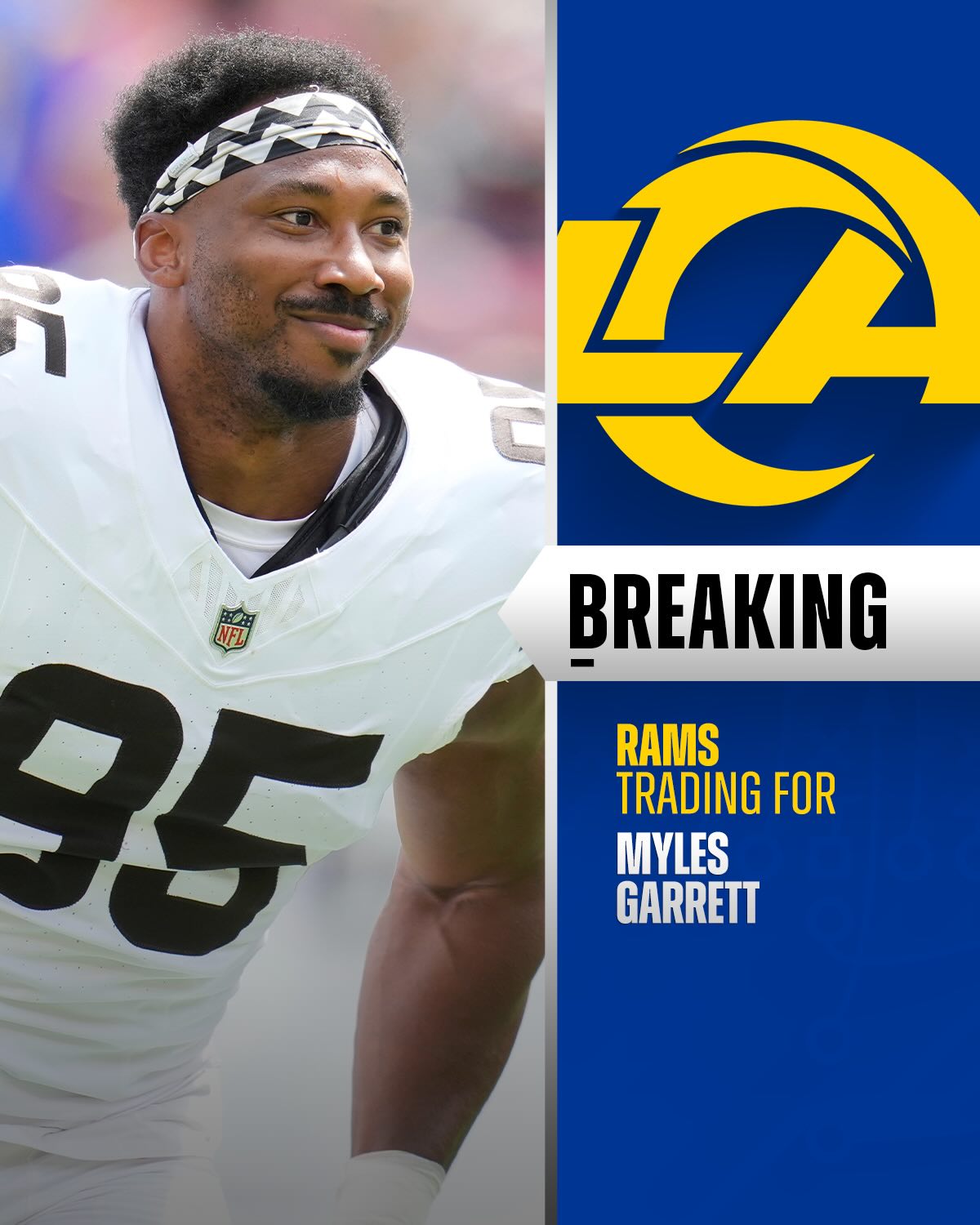BREAKING: Browns trading DE Myles Garrett to Rams in exchange for EDGE Jared Verse and a 2027 1st-round pick. (via @RapSheet, @TomPelissero, @AdamSchefter)