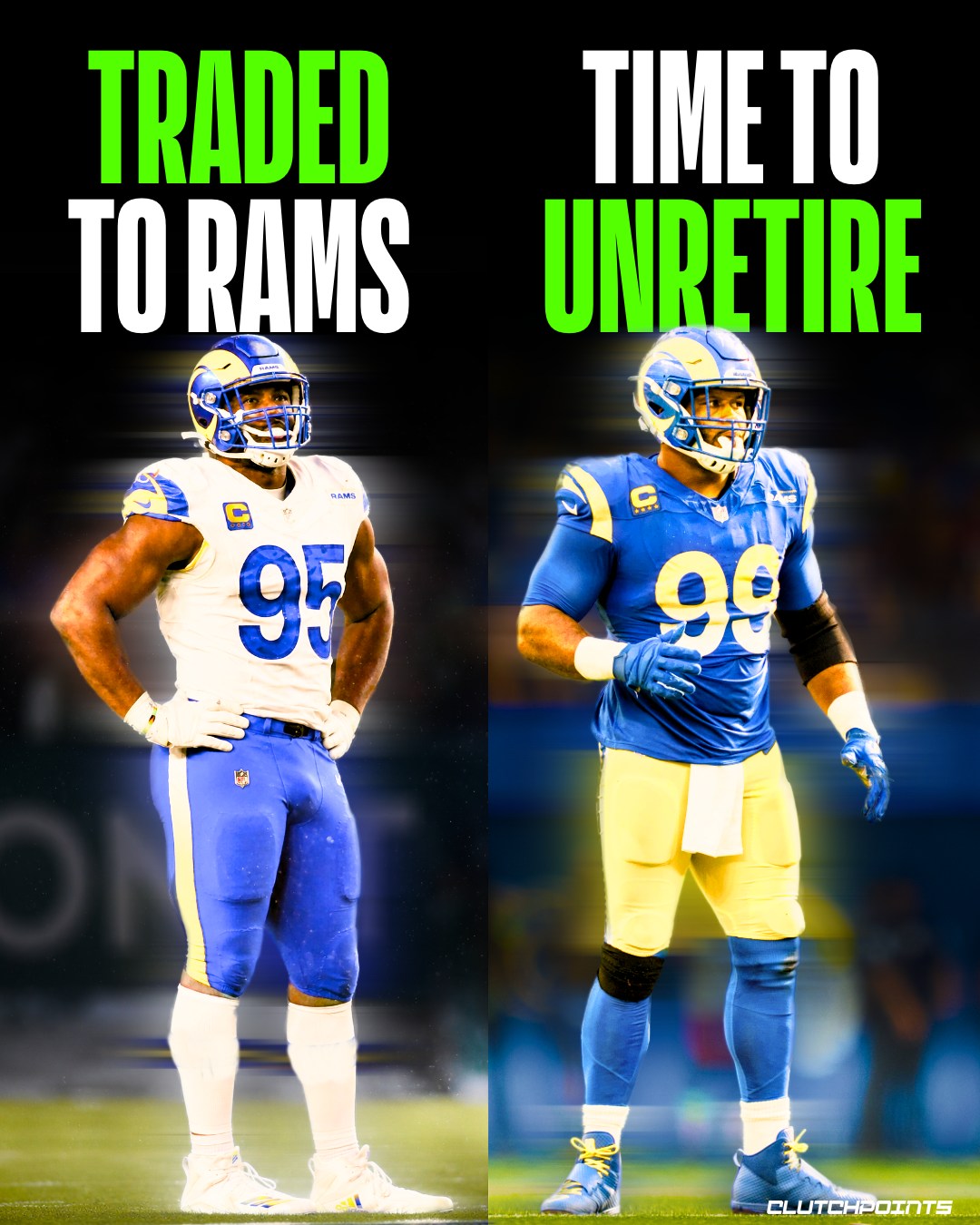 Now that Les Snead has pulled off the unthinkable by trading for reigning Defensive Player of the Year Myles Garrett, it’s time to ask the ultimate question. 

Is it time for Aaron Donald to finally unretire? 

With Super Bowl LXI heading right to SoFi Stadium, the Los Angeles Rams  are aggressively pushing all of their chips into the middle of the table. 

Imagine a defensive front that features both No. 99 and No. 95 collapsing the pocket simultaneously. 

The blueprint is set, the championship window is wide open, and the city of Los Angeles is officially waiting on that one final legendary comeback phone call.