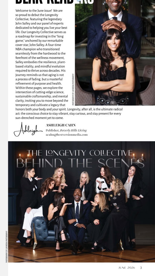✨Welcome to June. ✨
I am so proud to introduce the June Edition of the Longevity Collective of Beverly Hills—and I still have chills thinking about how this day came together.
Not long ago, this exact day of filming was just a vision in my mind. I focused on it, believed in it, and put the energy out there. Today, it’s our reality, featuring none other than NBA Legend John Salley (@johnsalley ) gracing our cover. 🏀🌱
John is the ultimate blueprint for longevity, vitality, and high-vibration living. Seeing this all come to life on set - thanks to branding and media director @joshlehnerd with @reellab.la ~ is living proof that what you focus on, you create. Your thoughts truly dictate your longevity, your success, and your reality.
The June edition is officially live. Let’s level up.

#LongevityCollective #beverlyhillslivingmagazine #JohnSalley #Manifestation #MindsetShift