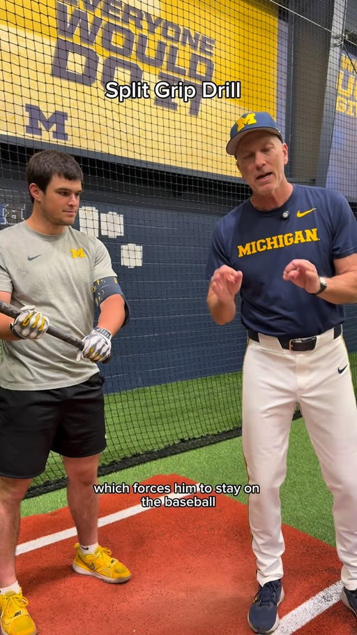 Split Grip Drill:  Helps you train to “stay on the ball”. 

#baseball #practice #michigan #coach #tips