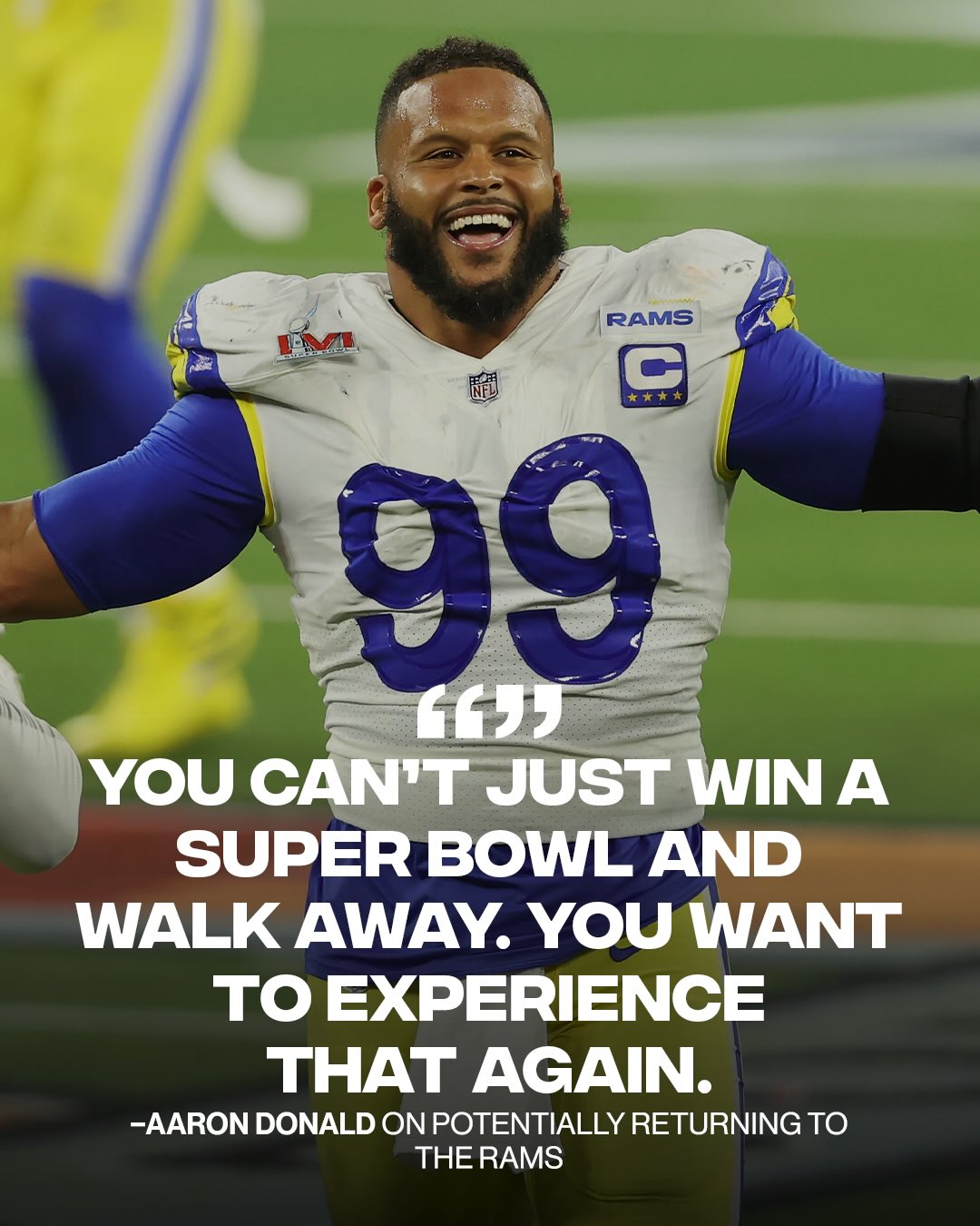 Chat listen to this … yall think Aaron Donald is returning to play with Myles Garrett ? 👀

(via @notjustfootball)