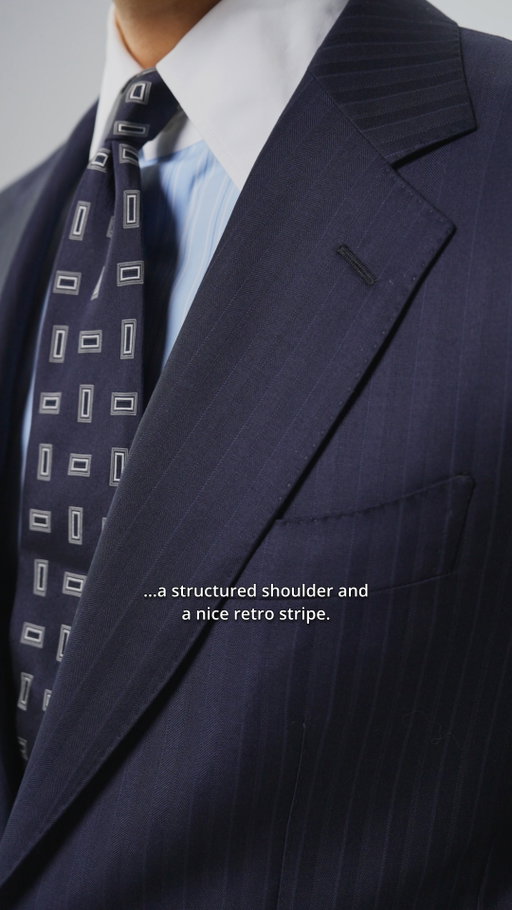 According to our Styling Director Marc, formal dressing doesn't have to feel traditional. A structured navy suit with a subtle stripe, paired with a crisp light blue shirt and tonal navy tie, delivers all the formality you need while keeping things effortless. Still searching for the right navy suit? Marc might have just found it for you. Discover the look in-store & online.