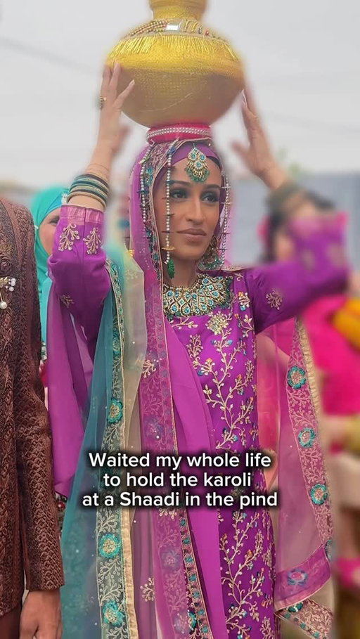 I was 6 years old when I attended my uncles wedding and was told I was to little to hold it, and then I was 14 at my cousins wedding and told I had to wait until I was married - so finally got to tick this off my bucket list on this trip! 

The karoli ceremony was traditionally when the women from the grooms family, accompanied by women from the brides family, would head down to the stream and collect water on the wedding day to wash the groom with. They would sing songs on the way to the stream and back, accompanied by other women from the village and surrounding areas. The water was carried in these clay pots (my gran could carry 3 stacked at a time in her youth!). This is now purely symbolic and just a bit of fun - we actually put sugar in it instead of water to give it some weight cos we’d probably end up spilling the water everywhere and the ritual is now done during the wedding week not the morning of the wedding 🥰