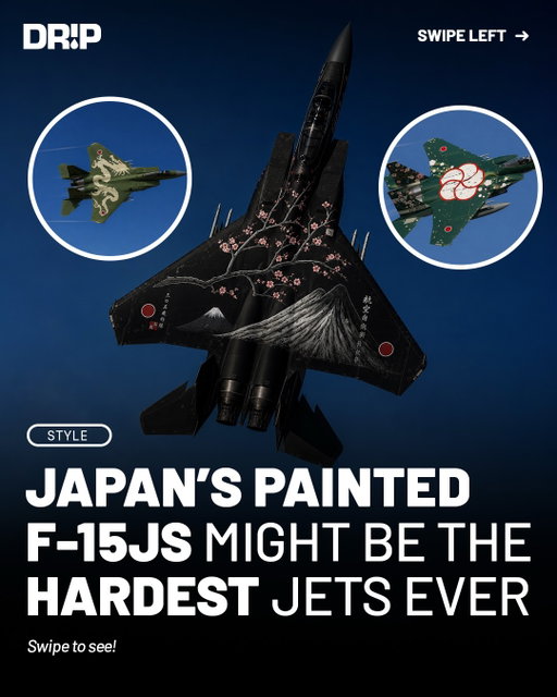 The Japan Air Self Defense Force is known for applying special commemorative paint schemes to select F-15J aircrafts, often featuring dragons, cherry blossoms, waves, and other Japan inspired motifs for airshows and squadron anniversaries.

These designs are typically applied as limited special markings, especially on the tail or sections of the aircraft. 

The F-15J has been in service with Japan since the 1980s and is produced under license by Mitsubishi Heavy Industries.